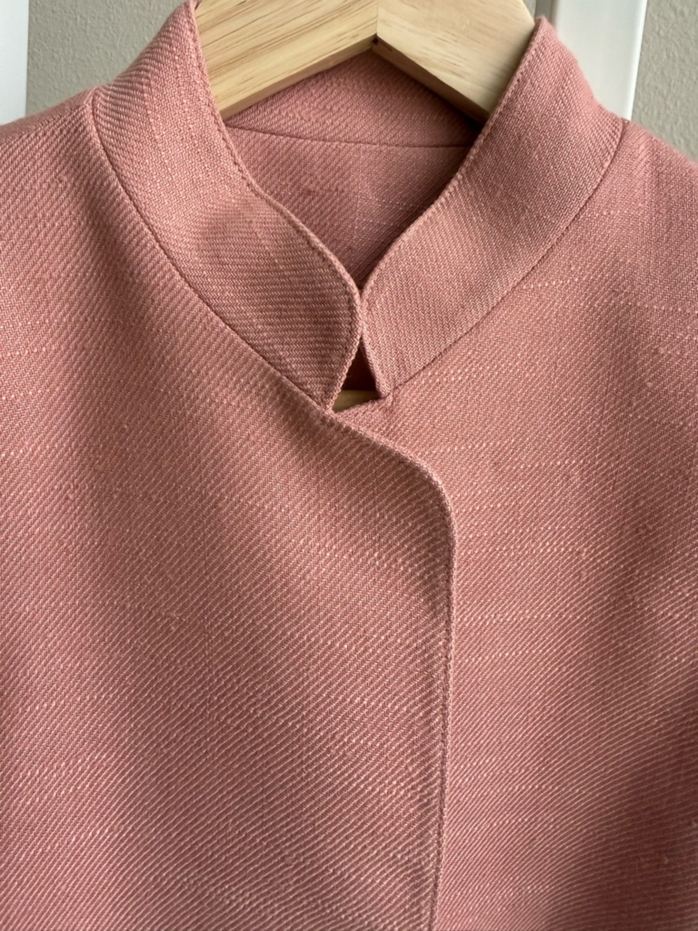 Vintage Linen Cropped Jacket Blazer Dusty Pink Structured Minimalist 90s - Picture 6 of 10